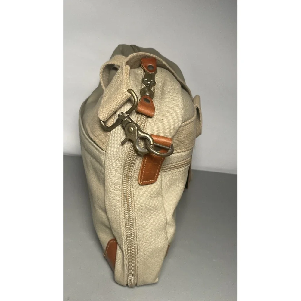 Vintage Lands End Canvas Leather Duffle Weekender Bag USA Made
